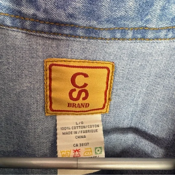 Calgary stampede long sleeve button up denim jean shirt greatest outdoor show - Picture 5 of 6